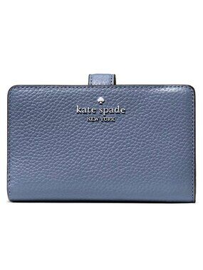 New Kate Spade Medium Compact Bifold Wallet Pebble Leather Cinder Grey